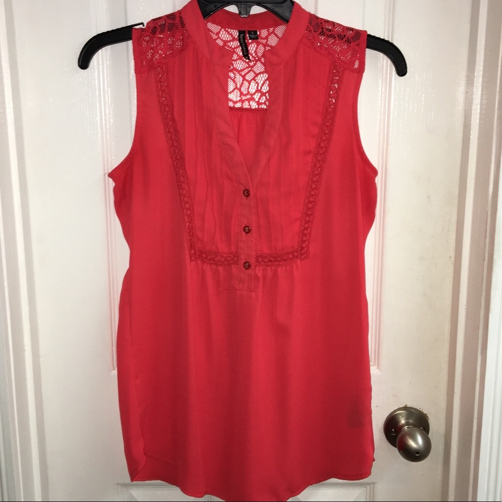 Orange Lace Back Blouse